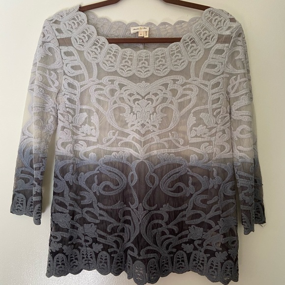 Anthropologie Meadow Rue Ombré Lace Top - Picture 1 of 4